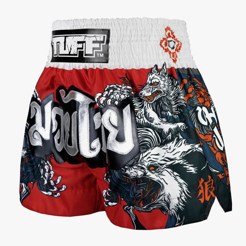 TUFF Muay Thai Shorts Boxing Trunks Traditional Style (TUF-MS684-RED)