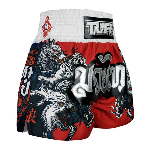 TUFF Muay Thai Shorts Boxing Trunks Traditional Style (TUF-MS684-RED)