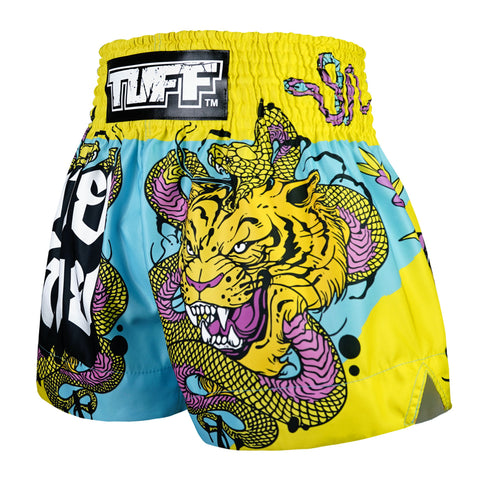 TUFF Muay Thai Shorts Boxing Trunks Traditional Style (TUF-MS685-LTB)