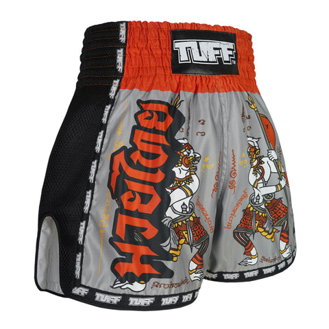 TUFF Muay Thai Shorts Boxing Trunks Retro Style (TUF-MSC103-GRY)