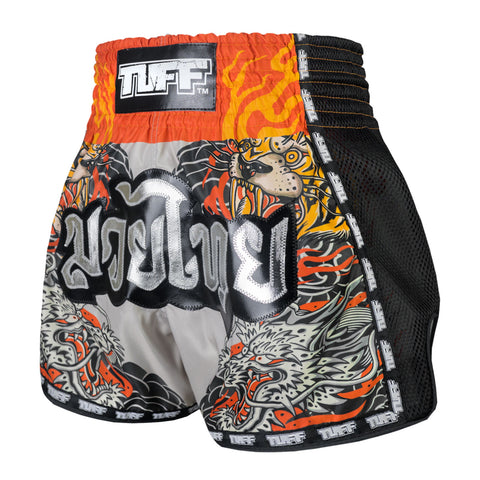 TUFF Muay Thai Shorts Boxing Trunks Retro Style (TUF-MSC106-GRY)