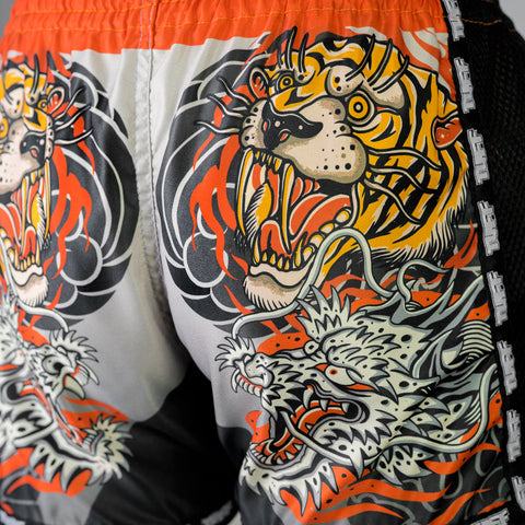 TUFF Muay Thai Shorts Boxing Trunks Retro Style (TUF-MSC106-GRY)