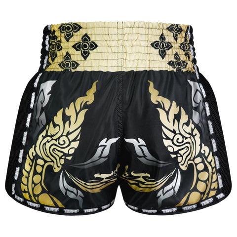 TUFF Muay Thai Shorts Boxing Trunks Retro Style (TUF-MSC107-BLK)