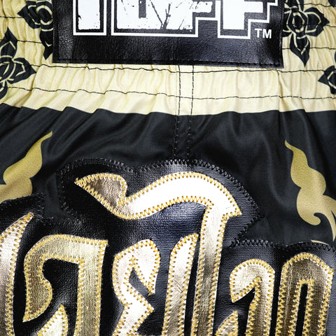 TUFF Muay Thai Shorts Boxing Trunks Retro Style (TUF-MSC107-BLK)
