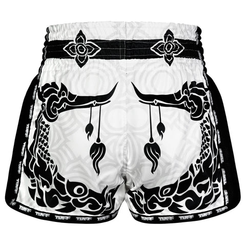 TUFF Muay Thai Shorts Boxing Trunks Retro Style (TUF-MSC108-WHT)