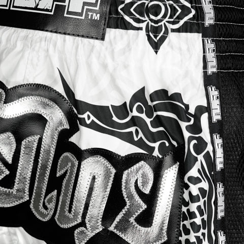 TUFF Muay Thai Shorts Boxing Trunks Retro Style (TUF-MSC108-WHT)
