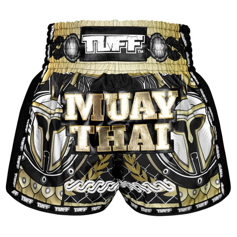 TUFF Muay Thai Shorts Boxing Trunks Retro Style (TUF-MSC109-BLK)