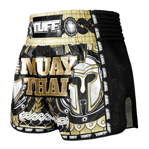 TUFF Muay Thai Shorts Boxing Trunks Retro Style (TUF-MSC109-BLK)
