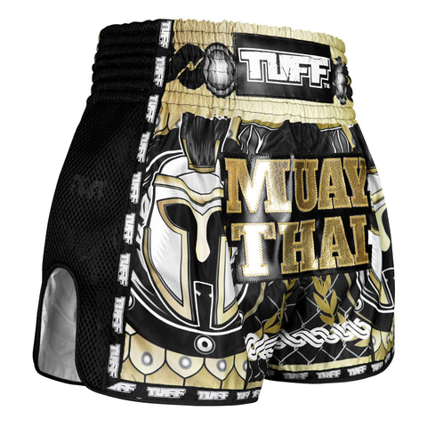 TUFF Muay Thai Shorts Boxing Trunks Retro Style (TUF-MSC109-BLK)