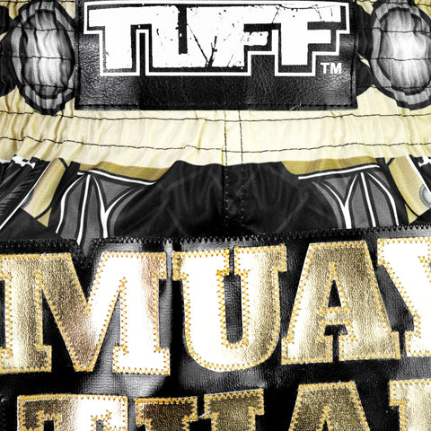 TUFF Muay Thai Shorts Boxing Trunks Retro Style (TUF-MSC109-BLK)