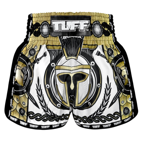 TUFF Muay Thai Shorts Boxing Trunks Retro Style (TUF-MSC110-WHT)