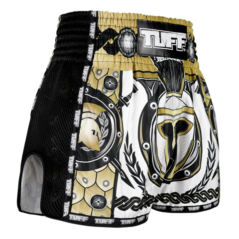 TUFF Muay Thai Shorts Boxing Trunks Retro Style (TUF-MSC110-WHT)
