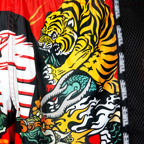 TUFF Muay Thai Shorts Boxing Trunks Retro Style (TUF-MSC113-RED)