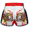 TUFF Muay Thai Boxing Shorts New Retro Style White Chinese Dragon