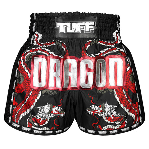 TUFF Muay Thai Shorts Boxing Trunks Retro Style (TUF-MSC115-BLK)
