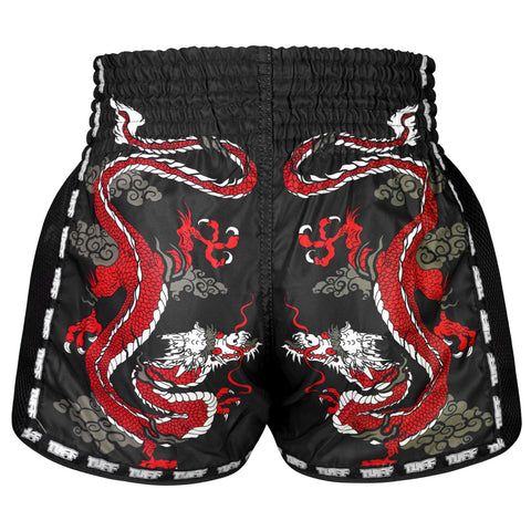 TUFF Muay Thai Shorts Boxing Trunks Retro Style (TUF-MSC115-BLK)