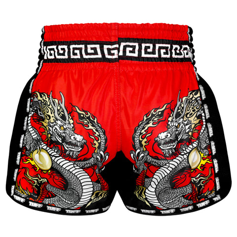 TUFF Muay Thai Boxing Shorts New Retro Style "Red Chinese Dragon"