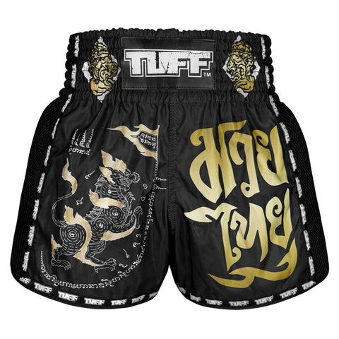 TUFF Muay Thai Shorts Boxing Trunks Retro Style (TUF-MSC117-BLK)