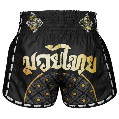 TUFF Muay Thai Shorts Boxing Trunks Retro Style (TUF-MSC117-BLK)