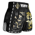 TUFF Muay Thai Boxing Shorts New Retro Style Black Singha Yantra with War Flag