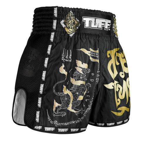 TUFF Muay Thai Shorts Boxing Trunks Retro Style (TUF-MSC117-BLK)