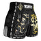 TUFF Muay Thai Boxing Shorts New Retro Style "Black Singha Yantra with War Flag"