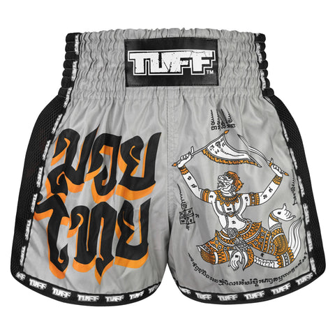 TUFF Muay Thai Shorts Boxing Trunks Retro Style (TUF-MSC118-GRY)