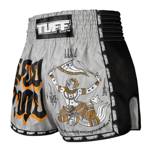 TUFF Muay Thai Shorts Boxing Trunks Retro Style (TUF-MSC118-GRY)