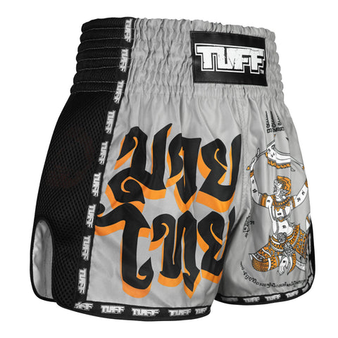 TUFF Muay Thai Shorts Boxing Trunks Retro Style (TUF-MSC118-GRY)