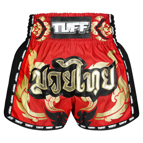 TUFF Muay Thai Shorts Boxing Trunks Retro Style (TUF-MSC119-RED)