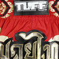 TUFF Muay Thai Boxing Shorts New Retro Style Thai Kanok Yantra in Burgundy