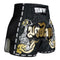 TUFF Muay Thai Boxing Shorts New Retro Style "Black Twin Tiger With Gold Text"