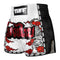 TUFF Muay Thai Boxing Shorts New Retro Style "White Double Tiger With Red Text"