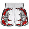 TUFF Muay Thai Boxing Shorts New Retro Style "White Double Tiger With Red Text"