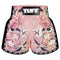 TUFF Muay Thai Boxing Shorts Pink New Retro Style Birds and Roses Vintage Drawing
