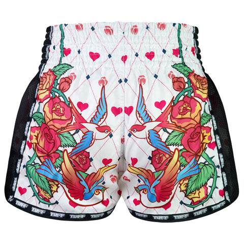 TUFF Muay Thai Shorts Boxing Trunks Retro Style (TUF-MSC124-WHT)