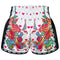 TUFF Muay Thai Boxing Shorts New Retro Style "White Rose With Birds"