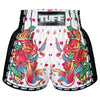 TUFF Muay Thai Boxing Shorts White Retro Style Rose With Birds