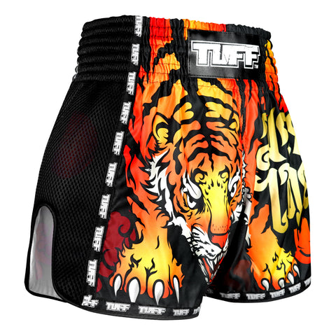 TUFF Muay Thai Shorts Boxing Trunks Retro Style (TUF-MSC125-BLK)