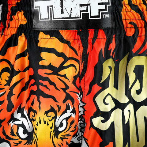 TUFF Muay Thai Shorts Boxing Trunks Retro Style (TUF-MSC125-BLK)