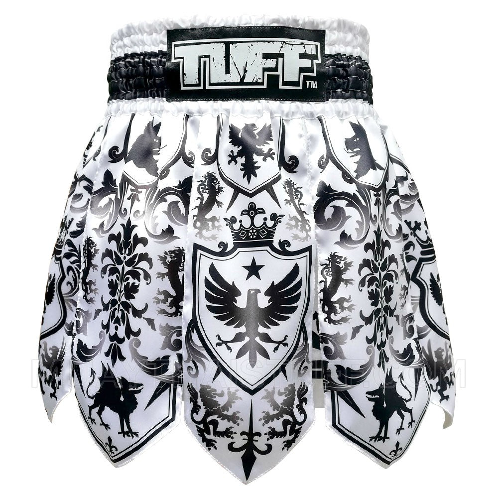 TUFF Muay Thai Boxing Shorts Gladiator Black & White Classic Victorian ...