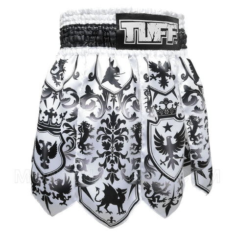 [Pre-Order] TUFF Muay Thai Boxing Shorts Gladiator Black & White Classic Victorian Pattern