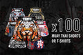 x100 Assorted TUFF Muay Thai shorts / T-shirts Wholesale Order